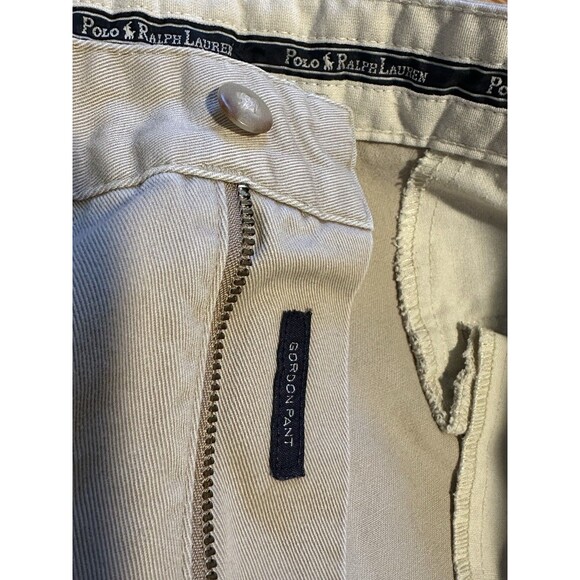 VTG Polo Ralph Lauren Gordon Pants Mens 35x30 Khaki Classic Chino USA Made Tan - Picture 3 of 7